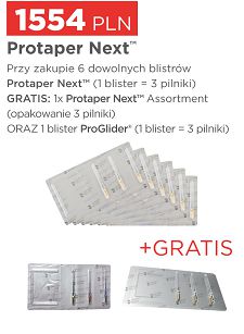 ProTaper Next / 6 x 3 szt. (dowolne rozmiary) + 1 x Protaper Next 3 szt. (Ass.) + 1 x ProGlider 3 szt.